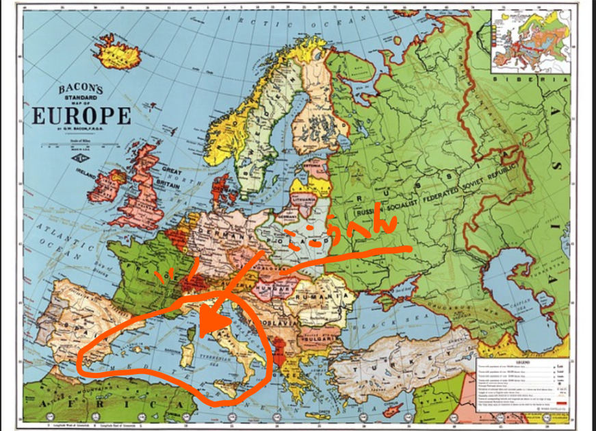 地中海 南ヨーロッパ　地図
